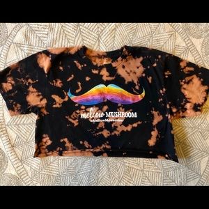 Mellow Mushroom Bleach-dyed Cropped T-shirt